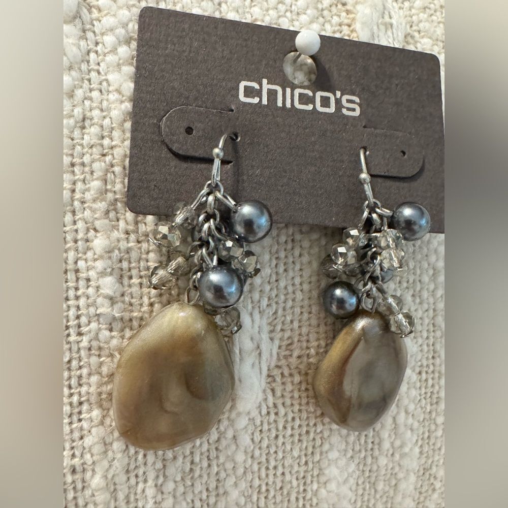 0110-Chico's Silver and Gold Dangle Earrings‎